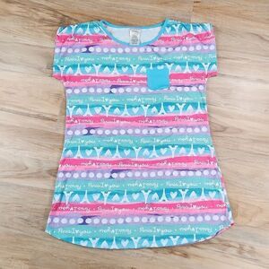 🧚‍♂️Steve Pink & Turquois Paris I Love You Eiffel Tower Nightgown Size 14